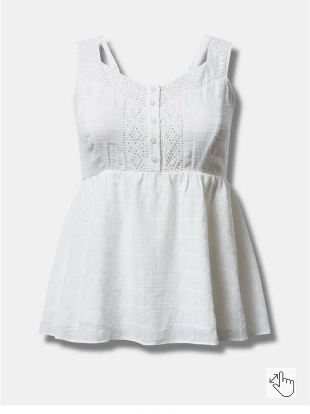 Women's White Eyelet Button-Front Tank Top 00 M/L